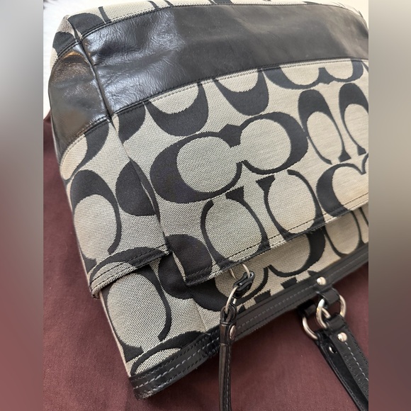 Vintage Coach Black and Gray Signature Tote Bag#12436 with dust bag - Picture 7 of 13